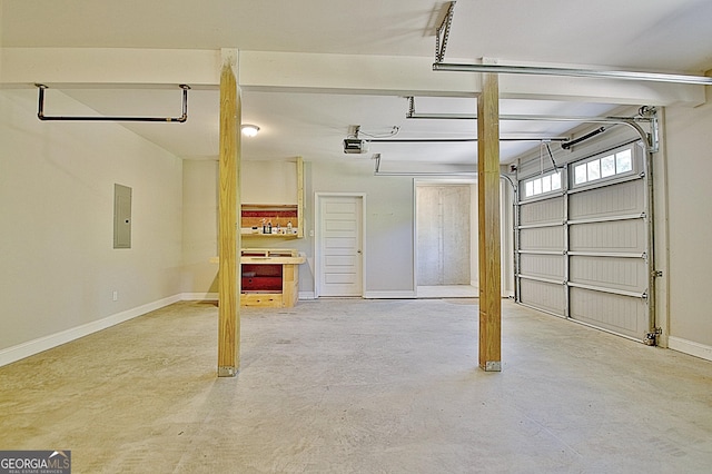 46 Horseshoe Bend Way, Senoia, GA 30276 - garage featuring electric panel, baseboards, and a garage door opener