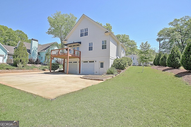 46 Horseshoe Bend Way, Senoia, GA 30276 - view of home's exterior with an attached garage, driveway, a yard, and a deck