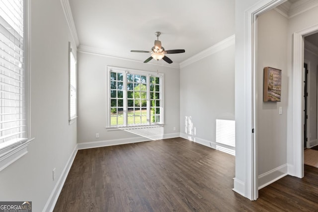 15626 Birmingham Hwy, Alpharetta, GA 30004 - unfurnished room with ceiling fan, dark wood-style floors, and crown molding