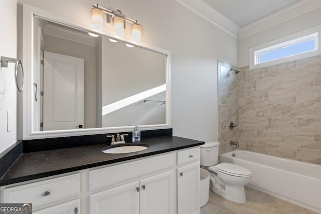 15626 Birmingham Hwy, Alpharetta, GA 30004 - bathroom featuring crown molding, vanity, and bathing tub / shower combination