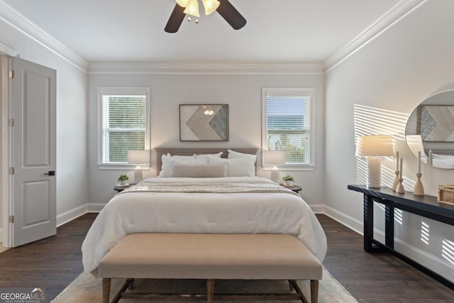 15626 Birmingham Hwy, Alpharetta, GA 30004 - bedroom featuring ornamental molding, wood finished floors, and ceiling fan