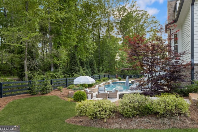 15626 Birmingham Hwy, Alpharetta, GA 30004 - fenced backyard featuring outdoor lounge area and a patio
