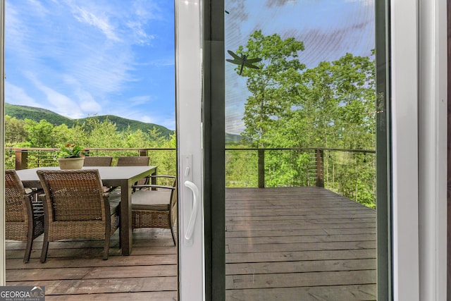 457 Monroe Ridge Rd, Sautee Nacoochee, GA 30571 - deck featuring outdoor dining area and a mountain view