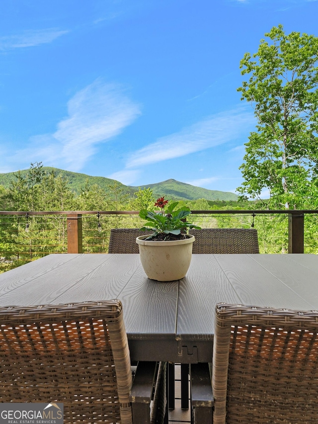457 Monroe Ridge Rd, Sautee Nacoochee, GA 30571 - view of patio with a balcony and a mountain view