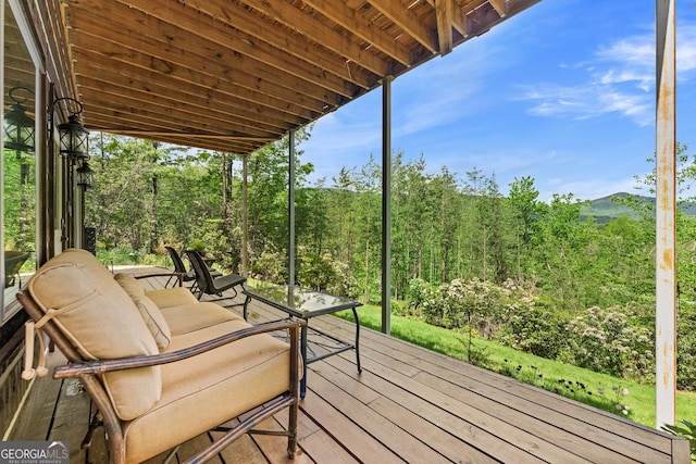 457 Monroe Ridge Rd, Sautee Nacoochee, GA 30571 - wooden deck featuring a wooded view