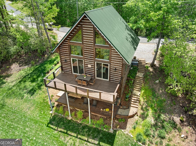 457 Monroe Ridge Rd, Sautee Nacoochee, GA 30571 - back of property featuring a deck and metal roof