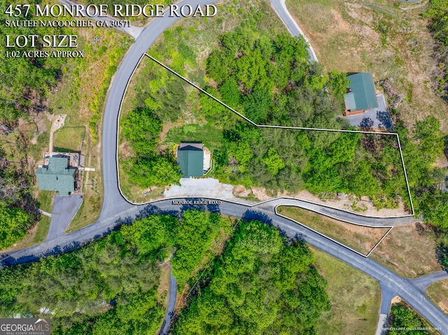 457 Monroe Ridge Rd, Sautee Nacoochee, GA 30571 - aerial view of property and surrounding area with property boundaries highlighted