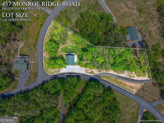 457 Monroe Ridge Rd, Sautee Nacoochee, GA 30571 - aerial view of property's location featuring property boundaries highlighted