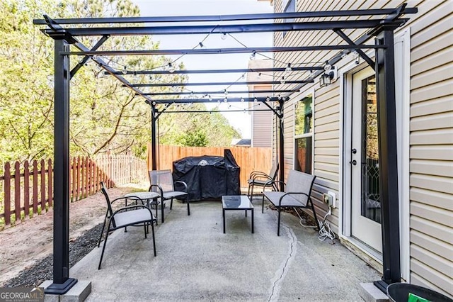 327 Nobleman Way, Canton, GA 30114 - fenced backyard featuring a pergola and a patio