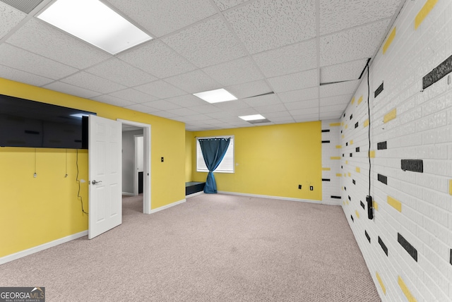 40 Wenham Ln, Sharpsburg, GA 30277 - basement with carpet floors, baseboards, and a paneled ceiling
