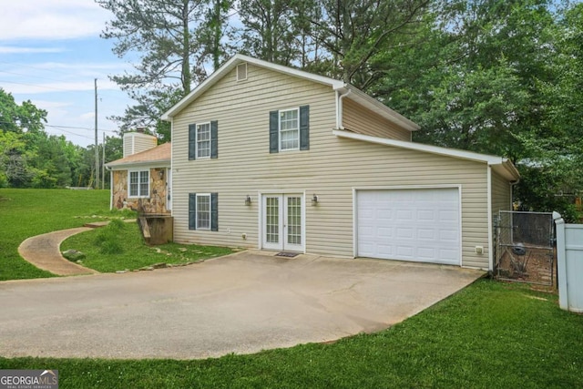 2959 Pritchards Mill Trl, Douglasville, GA 30135 - view of front of house with french doors, concrete driveway, and stone siding