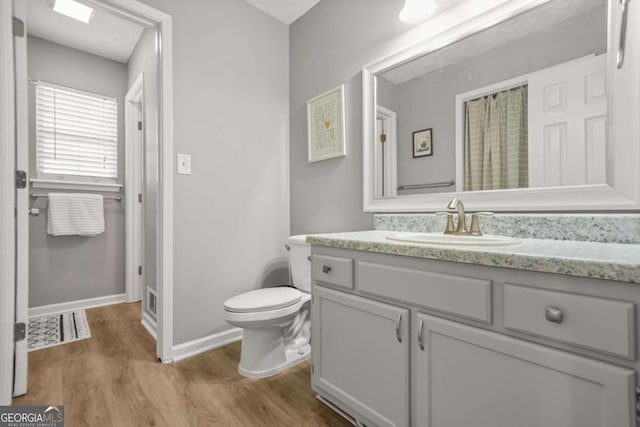 2959 Pritchards Mill Trl, Douglasville, GA 30135 - bathroom with wood finished floors, vanity, toilet, and baseboards