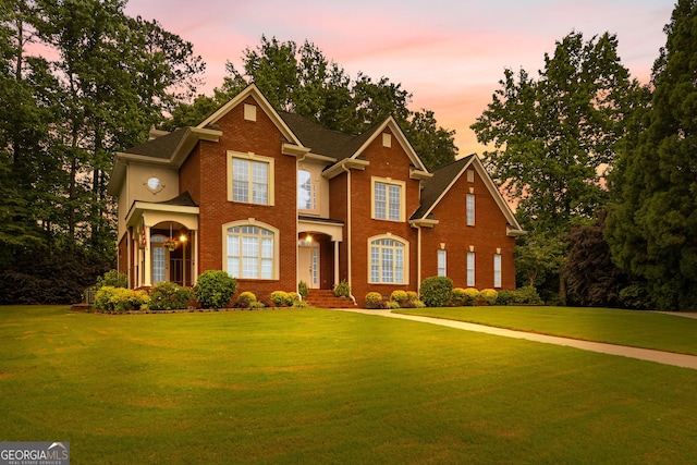 160 Torrey Pines Ct, Newnan, GA 30265 - view of front of home featuring brick siding and a front yard