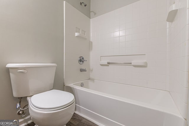 3151 Kingswood Gln, Decatur, GA 30034 - bathroom featuring toilet,  shower combination, and wood finished floors