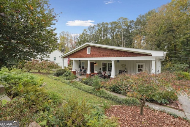 4442 Mclain Cir, Acworth, GA 30101 - view of front of house featuring board and batten siding and covered porch