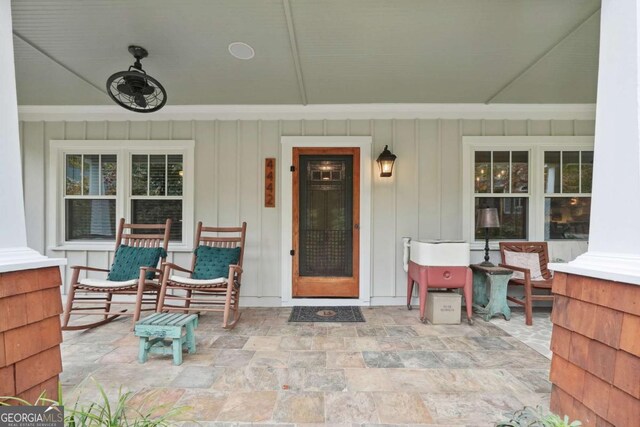 4442 Mclain Cir, Acworth, GA 30101 - property entrance with board and batten siding