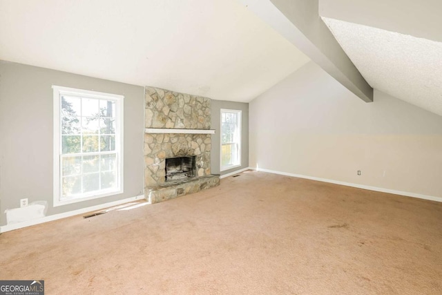 2325 E Hill Way, Norcross, GA 30071 - unfurnished living room featuring carpet flooring and a fireplace
