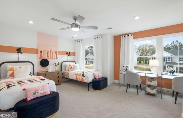 352 Foxglove Way, Mcdonough, GA 30253 - bedroom with carpet floors, recessed lighting, and ceiling fan