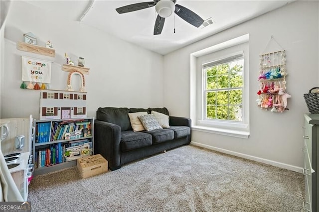 130 Nacoochee Way, Canton, GA 30114 - living area featuring carpet flooring and a ceiling fan