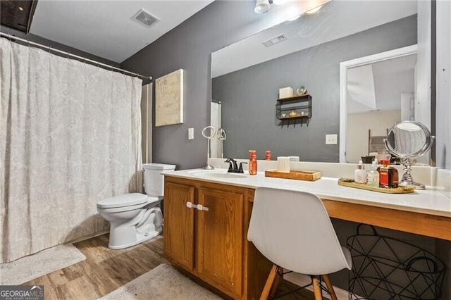 130 Nacoochee Way, Canton, GA 30114 - bathroom featuring wood finished floors, vanity, and a shower with curtain