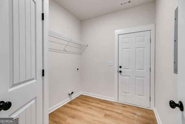 560 Coots Lake Rd, Rockmart, GA 30153 - washroom featuring hookup for an electric dryer and light wood-style floors
