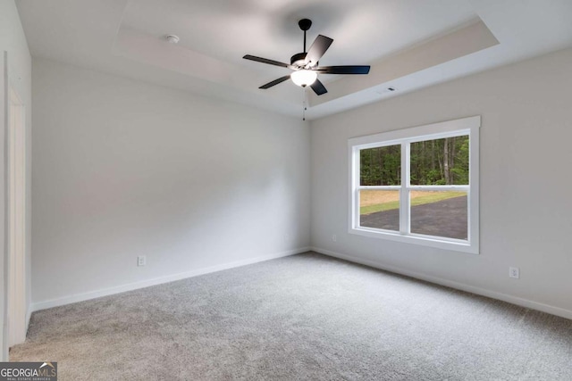560 Coots Lake Rd, Rockmart, GA 30153 - unfurnished room with a raised ceiling, carpet flooring, and ceiling fan