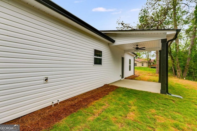 560 Coots Lake Rd, Rockmart, GA 30153 - view of green lawn with a ceiling fan and a patio