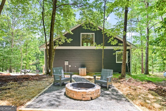 139 Maple Ridge Dr, Cleveland, GA 30528 - view of patio / terrace featuring a fire pit and cooling unit