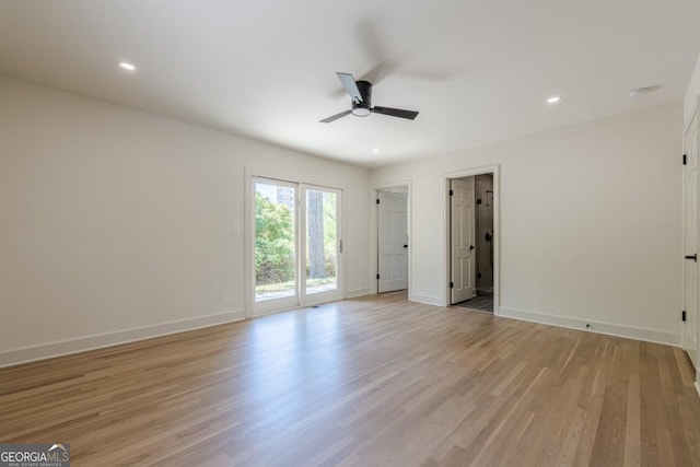 3350 Pine Meadow Rd NW, Atlanta, GA 30327 - unfurnished room with ceiling fan, light wood-style flooring, and recessed lighting