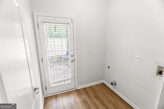 3134 Imperial Cir SW, Atlanta, GA 30311 - laundry area featuring hookup for an electric dryer, wood finished floors, and hookup for a washing machine