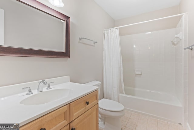 140 Longwater Cv, Roswell, GA 30075 - bathroom with vanity, shower / bath combination with curtain, and tile patterned floors