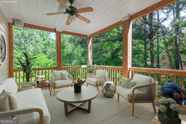 140 Longwater Cv, Roswell, GA 30075 - deck with outdoor lounge area and ceiling fan