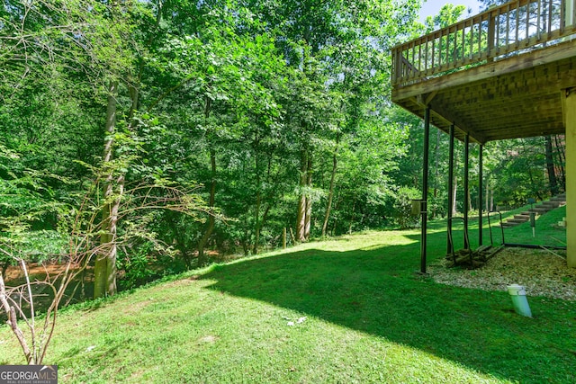 140 Longwater Cv, Roswell, GA 30075 - view of green lawn with a wooden deck