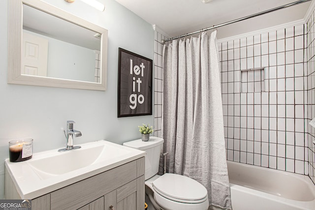 2022 Ramblewood Ct NE, Marietta, GA 30062 - bathroom featuring vanity and shower / bathtub combination with curtain