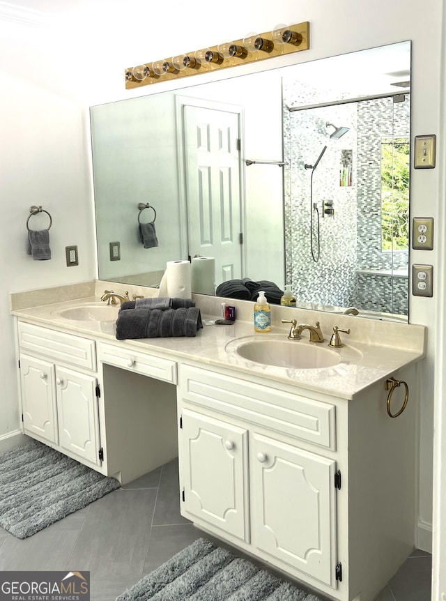 30 Highlands Ln, Oxford, GA 30054 - bathroom featuring double vanity, a shower, and tile patterned floors