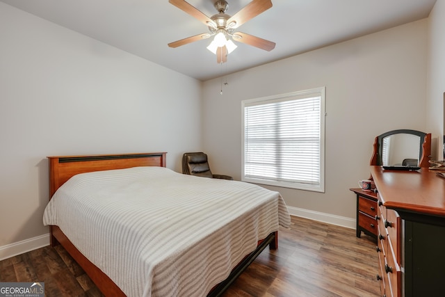 1860 Old W Broad St, Athens, GA 30606 - bedroom featuring baseboards, wood finished floors, and a ceiling fan