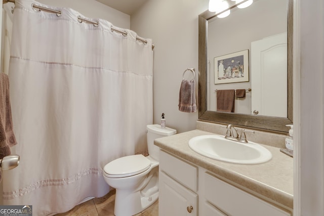 1860 Old W Broad St, Athens, GA 30606 - bathroom featuring vanity, toilet, tile patterned flooring, and a shower with curtain