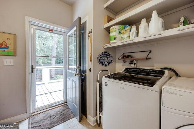 1860 Old W Broad St, Athens, GA 30606 - washroom with independent washer and dryer, baseboards, and light tile patterned floors