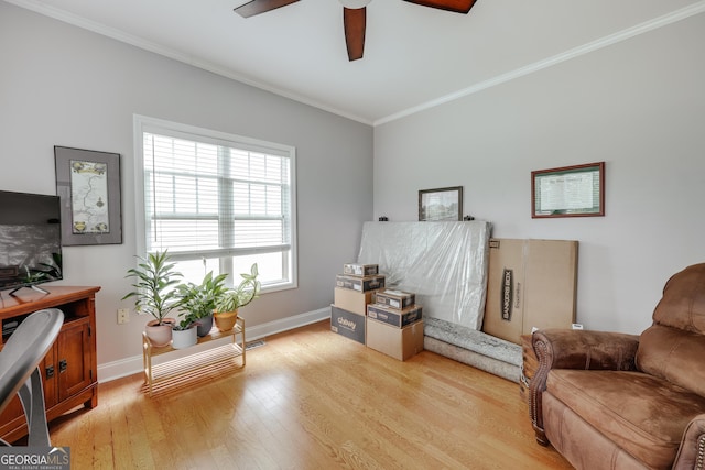 1860 Old W Broad St, Athens, GA 30606 - office space featuring ornamental molding, a ceiling fan, light wood-style floors, and baseboards
