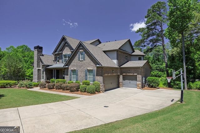 1231 Fawndale Dr NW, Kennesaw, GA 30152 - craftsman inspired home with driveway, brick siding, a shingled roof, a front yard, and a garage