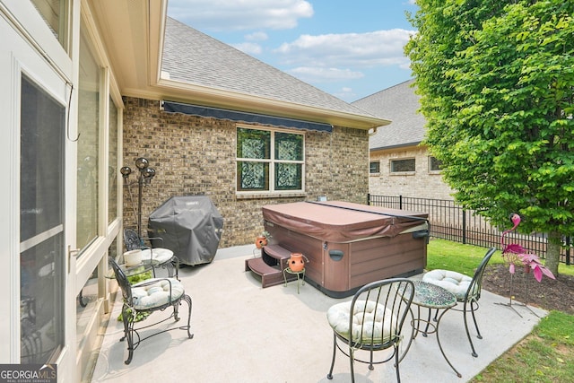 332 Rosshandler Rd, Suwanee, GA 30024 - fenced backyard with a hot tub, a patio, and area for grilling