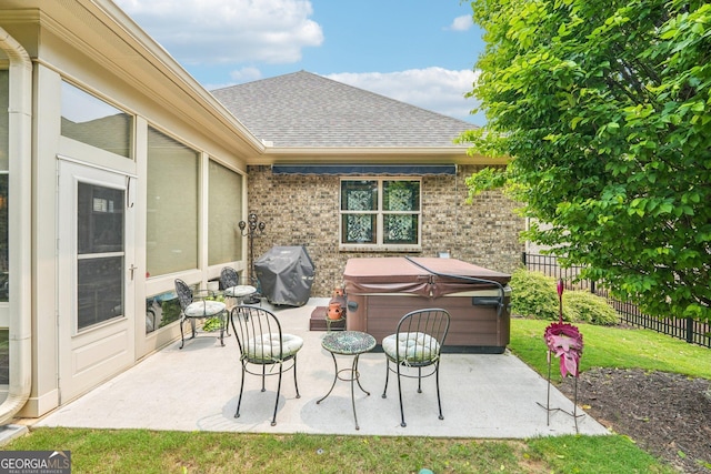 332 Rosshandler Rd, Suwanee, GA 30024 - view of patio / terrace with a hot tub and grilling area
