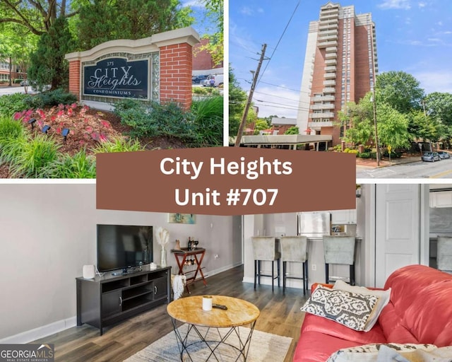 375 Ralph Mcgill Blvd NE Unit 707, Atlanta, GA 30312 - living room with baseboards and wood finished floors