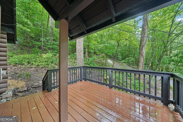 853 Bates Rd, Ellijay, GA 30540 - deck featuring a wooded view