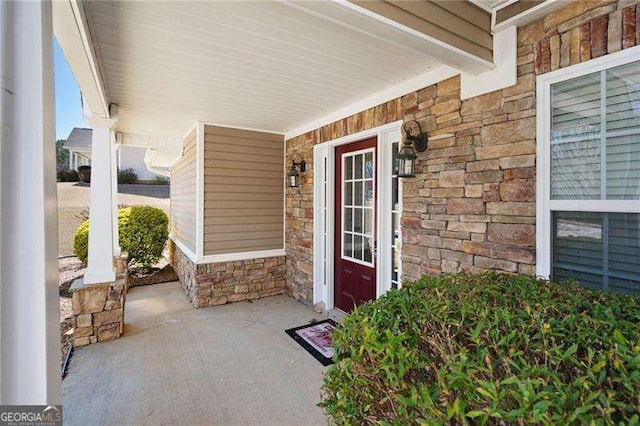 85 Stiles Dr, Dallas, GA 30132 - entrance to property with covered porch and stone siding