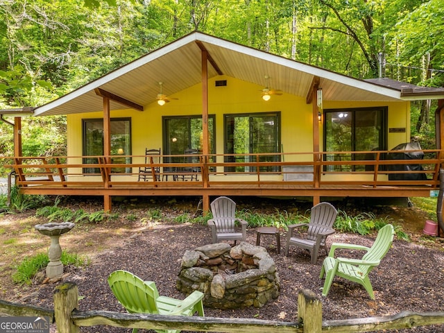 115 Jin Ln, Franklin, NC 28734 - view of front of house with an outdoor fire pit and a deck