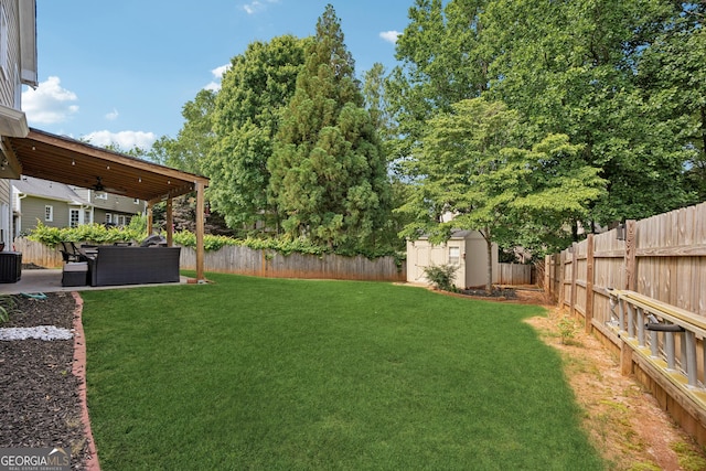 75 Hunters Ct, Dallas, GA 30157 - view of yard featuring a ceiling fan, a patio area, and central AC unit