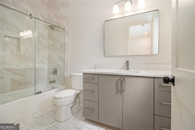 4757 Lake Forrest Dr NW, Atlanta, GA 30342 - bathroom with toilet, vanity, and combined bath / shower with glass door