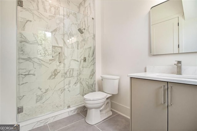 4757 Lake Forrest Dr NW, Atlanta, GA 30342 - bathroom with toilet, vanity, a marble finish shower, and baseboards