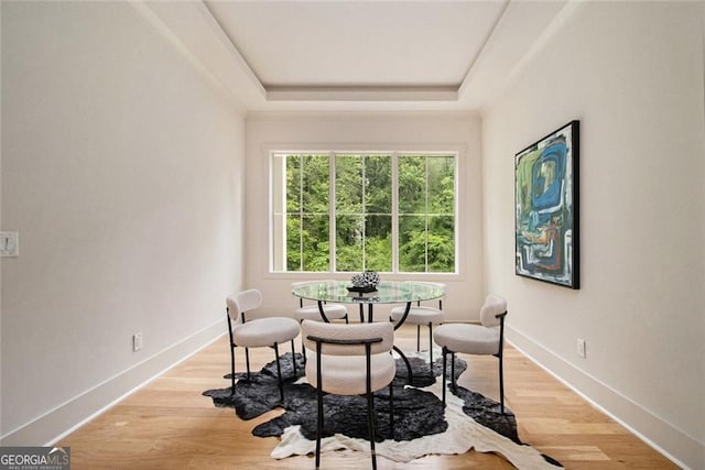 4757 Lake Forrest Dr NW, Atlanta, GA 30342 - sitting room featuring light wood-type flooring, baseboards, and a tray ceiling